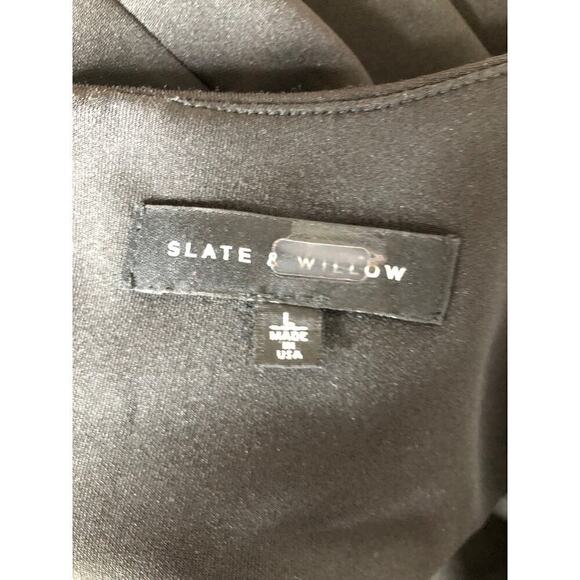 Slate & Willow Colorblock Dress Sleeveless Cutout Hem Sheath Black White Tan L - Picture 10 of 12